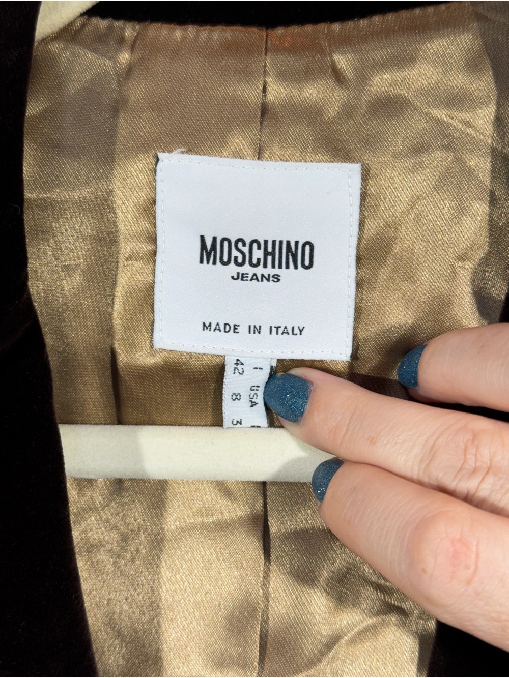VTG Moschino Jeans Brown Velvet Blazer Jacket - Picture 4 of 9